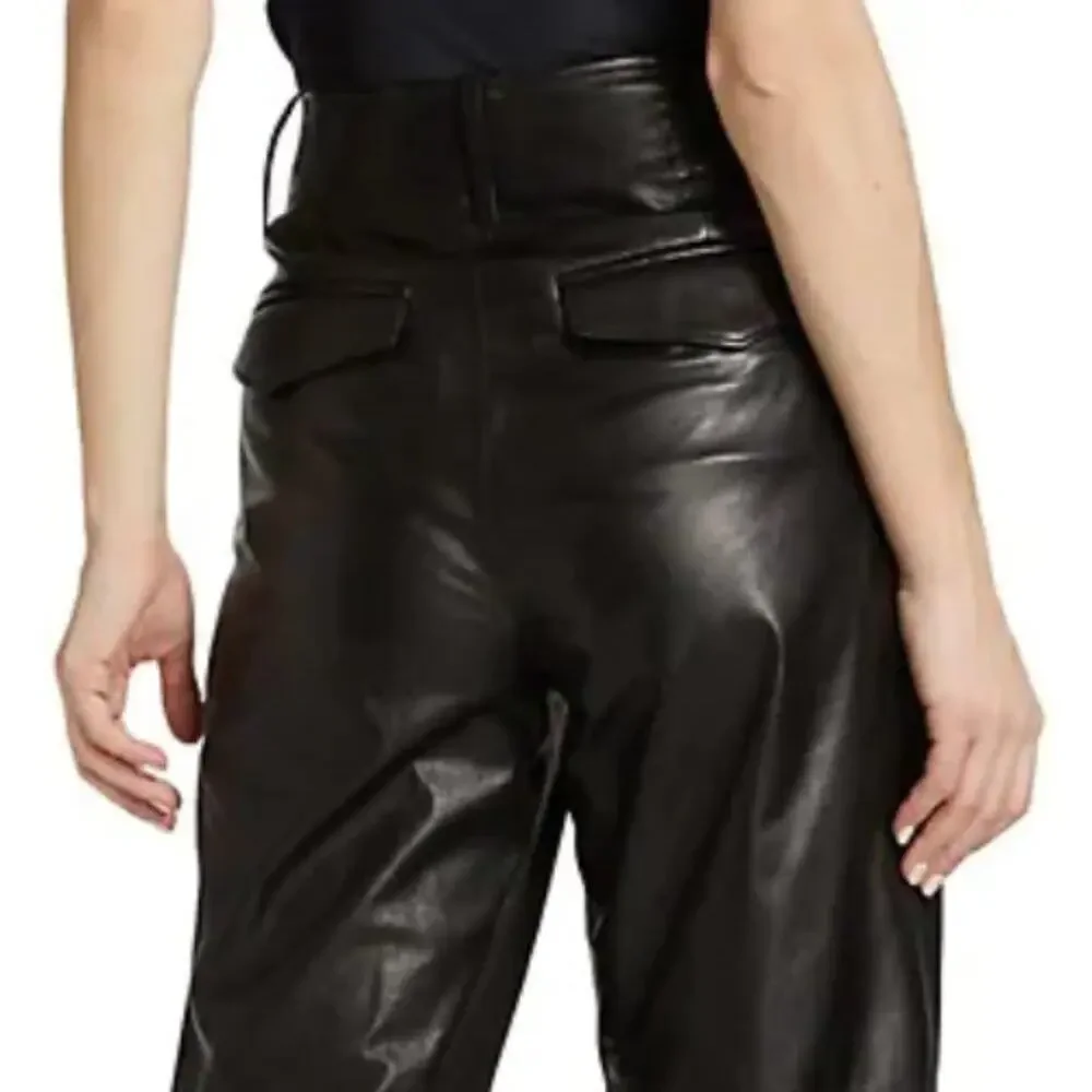 Rag & Bone Dylan Cropped Leather Pant in Black NWT Size 4